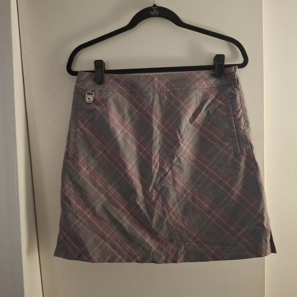 Golf America Plaid Gray and Pink Women's Skort